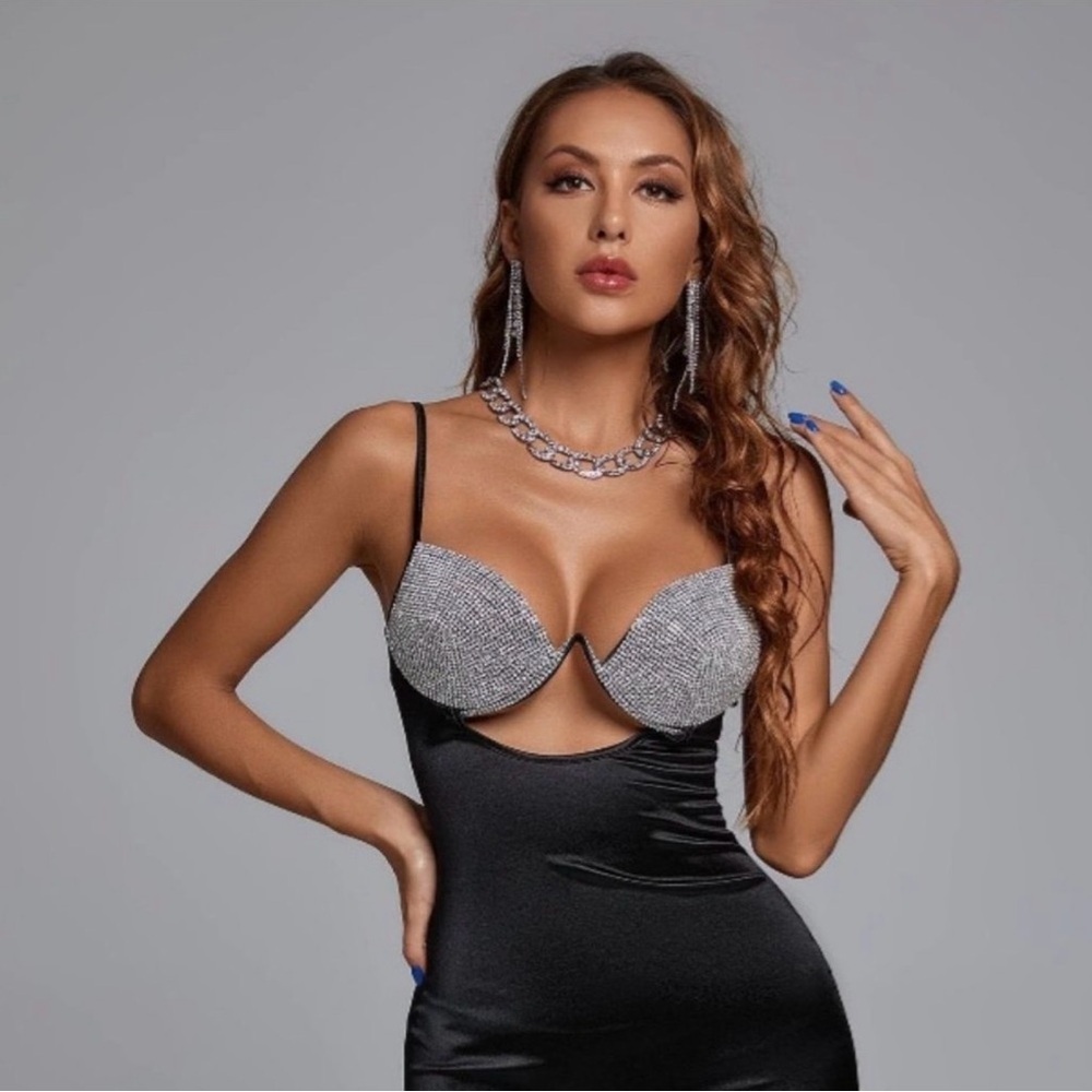 Elegant Black and Silver Women's Intimate Dress